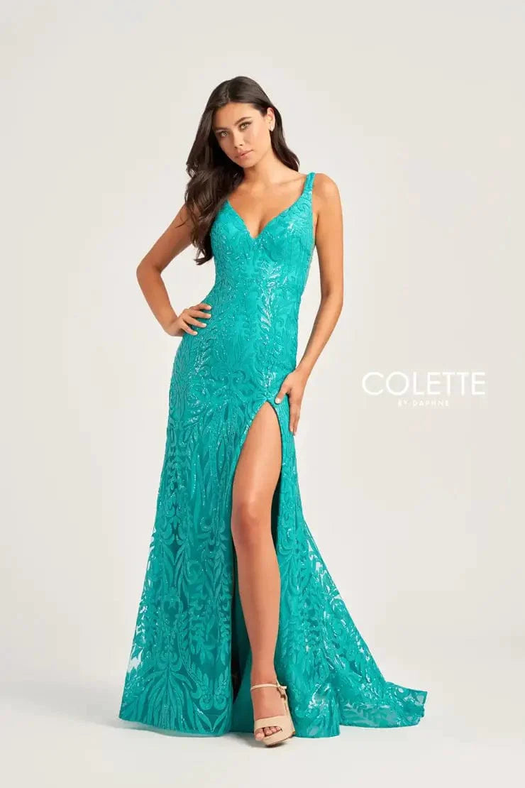 Evening Dress with Mesh Skirt-Colette: CL5285