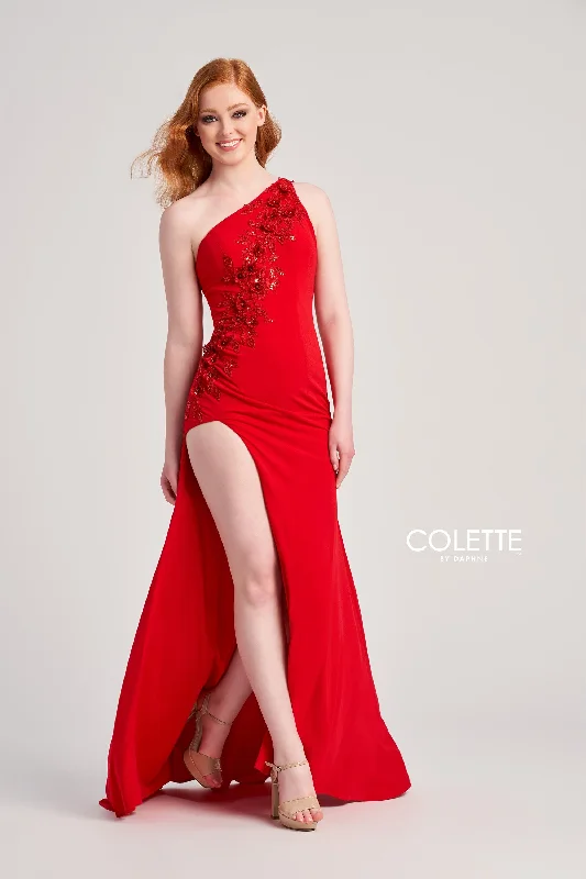 Evening Dress with Satin Bodice and Crystal Beads-Colette: CL5108