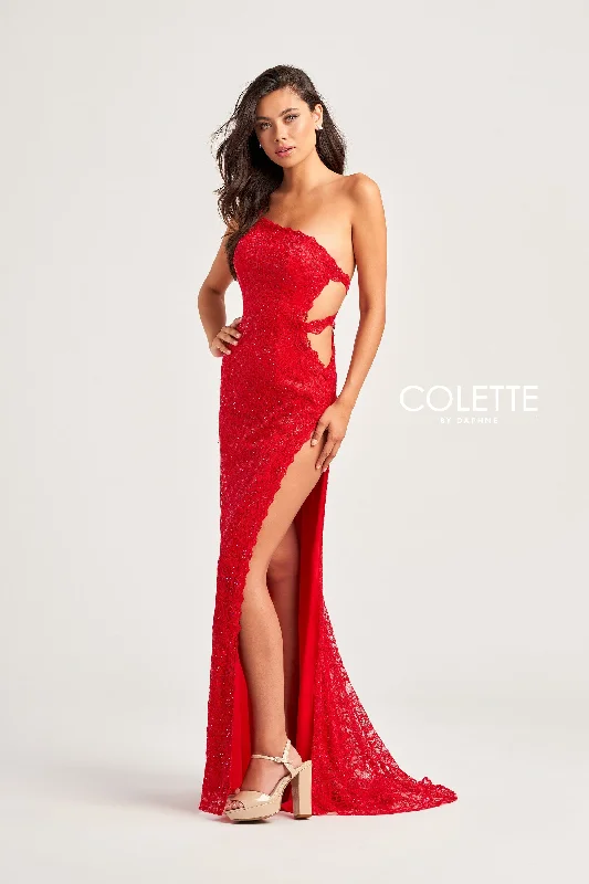 Evening Dress with Satin Sleeves and Beads-Colette: CL5198