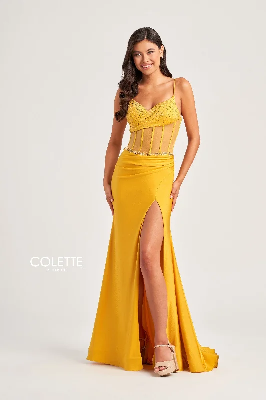 Evening Dress with Satin Bodice and Sequin Bodice-Colette: CL5104