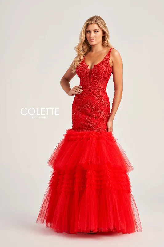 Evening Dress with Satin and Sequin Bodice-Colette: CL5162