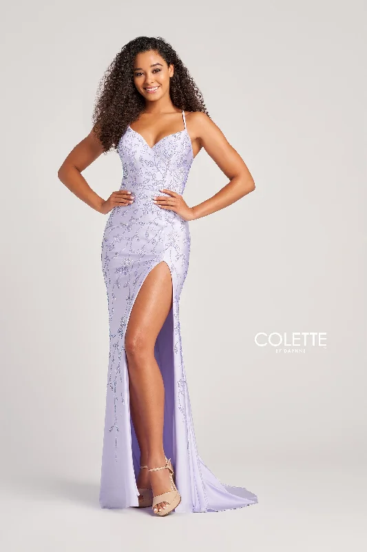 Evening Dress with Satin Skirt and Beads-Colette: CL5110