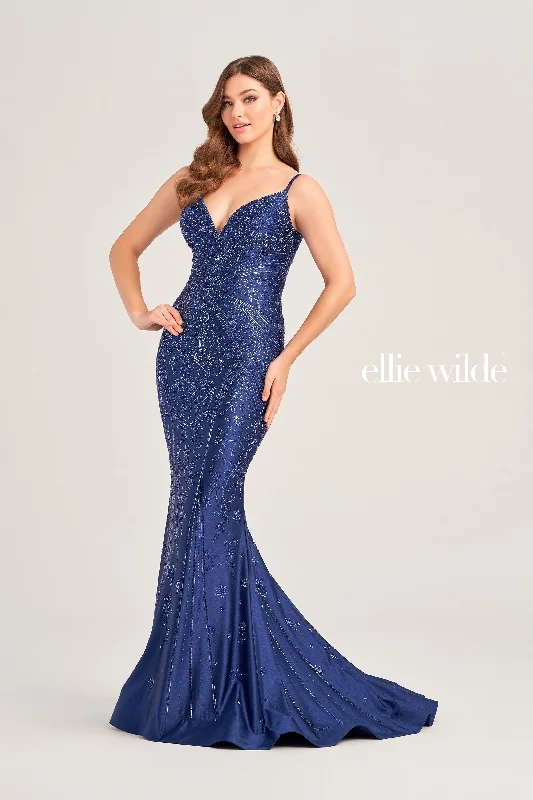 Evening Dress with Ruffled Layers-Ellie Wilde: EW35002