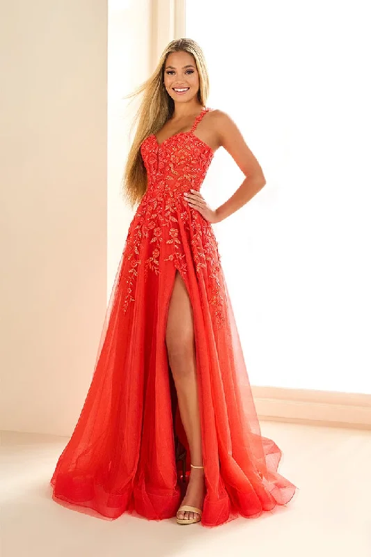 Evening Dress with Beaded Bodice and Satin Bodice-Ellie Wilde: EW36046