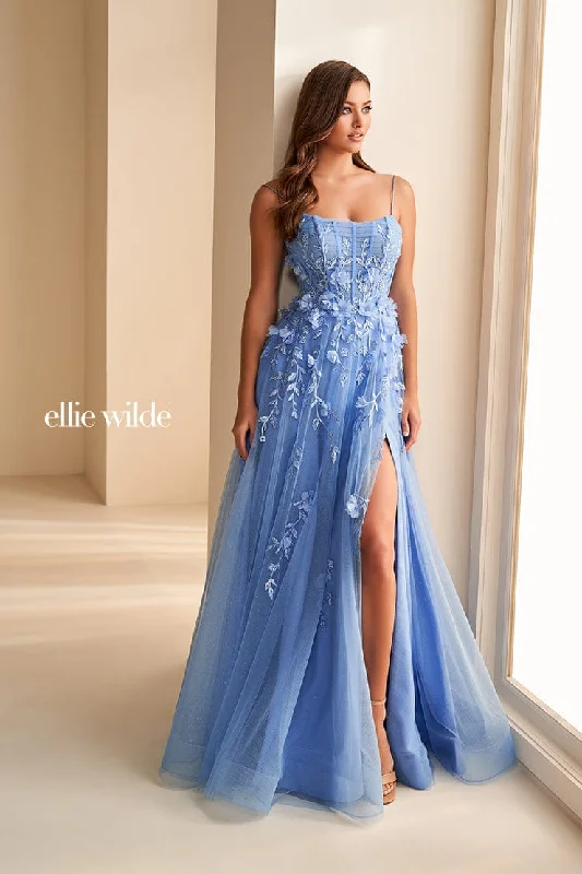 Evening Dress with Beaded Neckline-Ellie Wilde: EW36222