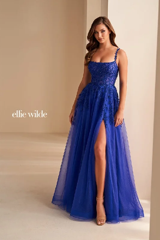 Evening Dress with Tulle Bodice and Silk-Ellie Wilde: EW36228