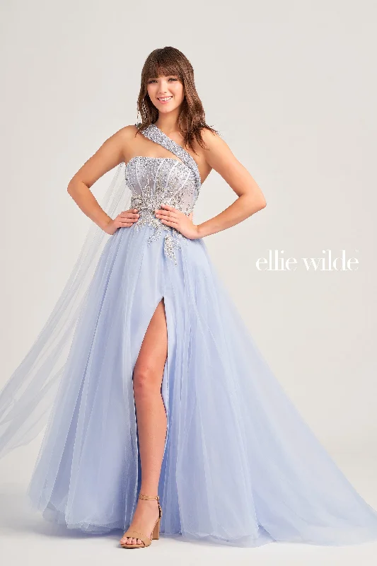 Evening Dress with Ruching on Bodice-Ellie Wilde: EW35090