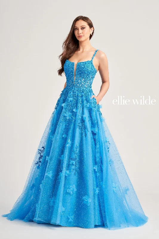 Evening Dress with Ruffled Layers-Ellie Wilde: EW35081