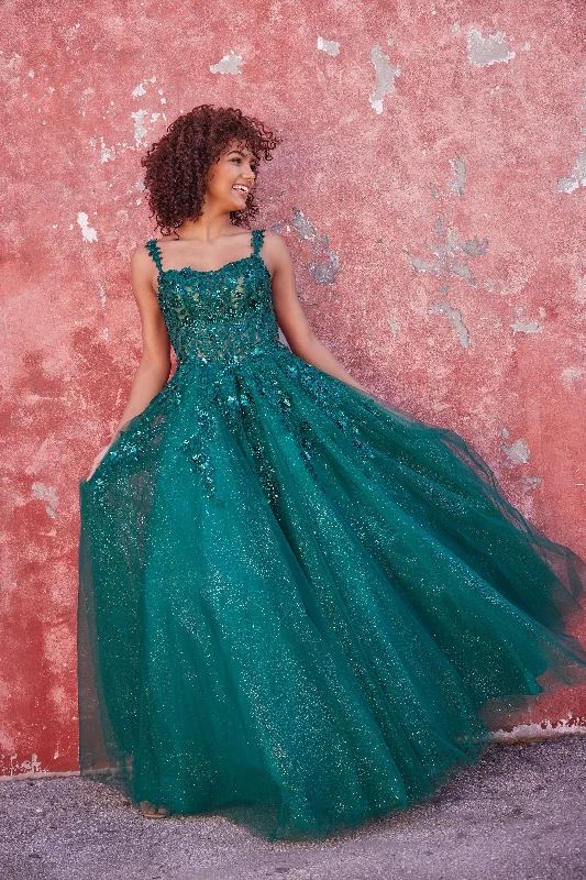 Evening Dress with Satin Bodice and Feather Bodice-Ellie Wilde: EW35123