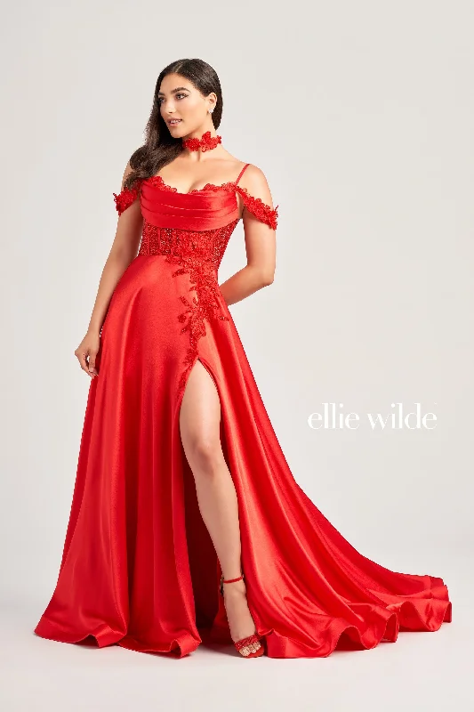 Evening Dress with Beads and Crystal Skirt-Ellie Wilde: EW35029