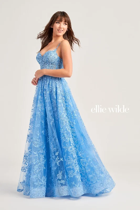 Evening Dress with Beaded and Satin Bodice-Ellie Wilde: EW35226