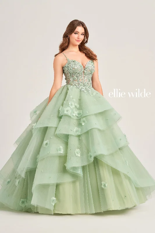 Evening Dress with Silk Bodice and Satin Bodice-Ellie Wilde: EW35206