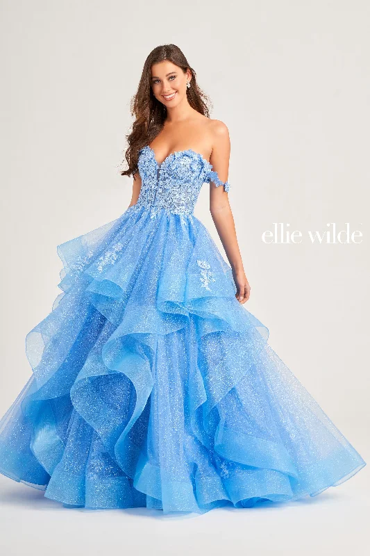 Evening Dress with Lace Detail and Tulle-Ellie Wilde: EW35084