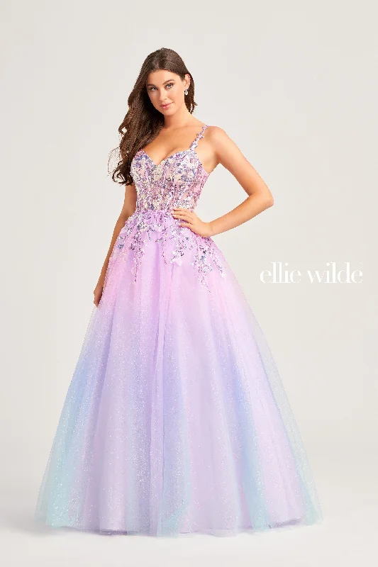 Evening Dress with Satin Bodice and Silk Skirt-Ellie Wilde: EW35055