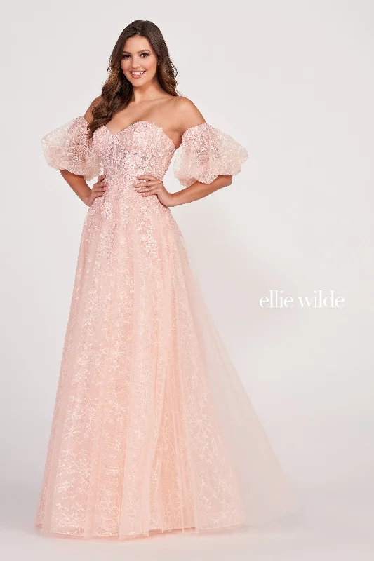 Evening Dress with Satin and Lace Detail-Ellie Wilde: EW34073