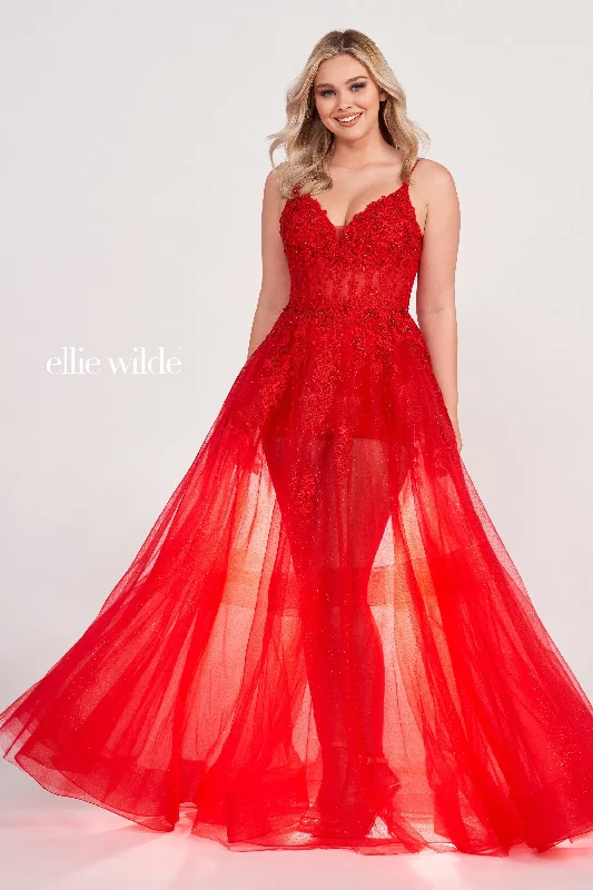 Evening Dress with Crystal Bodice and Tulle-Ellie Wilde: EW34032