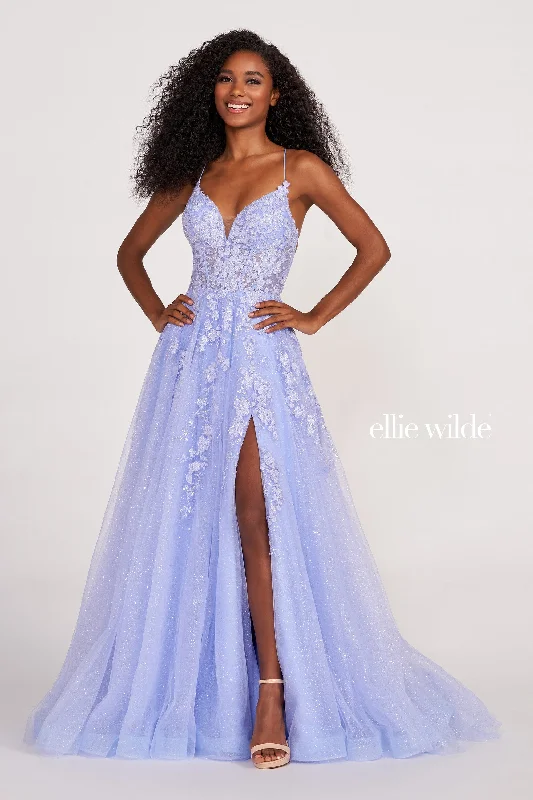 Evening Dress with Chiffon Bodice and Lace-Ellie Wilde: EW34053