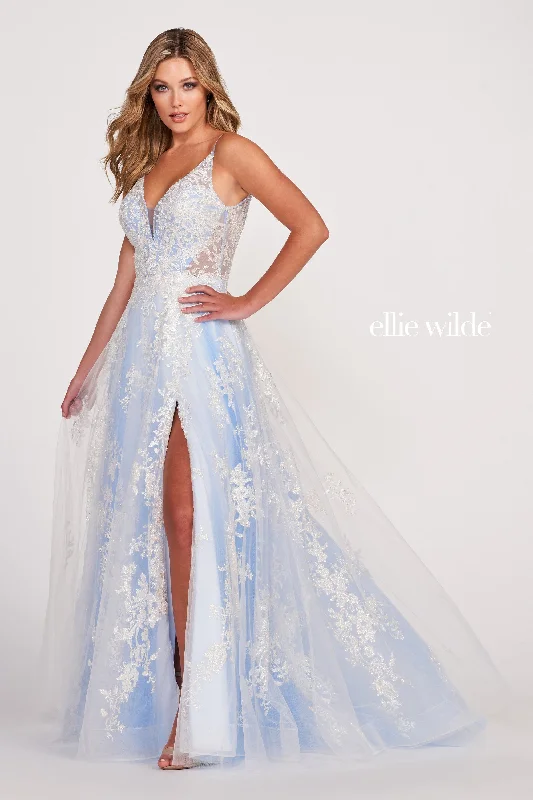 Evening Dress with Satin and Silk Bodice-Ellie Wilde: EW34107