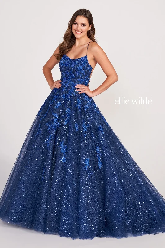 Evening Dress with Satin Bodice and Mesh-Ellie Wilde: EW34026