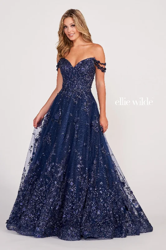 Evening Dress with Satin and Velvet Bodice-Ellie Wilde: EW34113