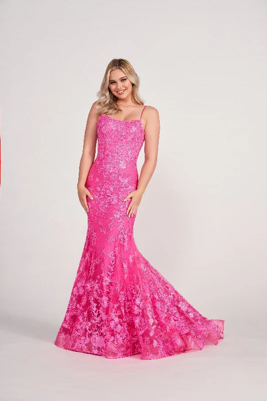 Evening Dress with Feathered Skirt-Ellie Wilde: EW34009