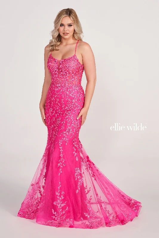 Evening Dress with Satin and Sequin Bodice-Ellie Wilde: EW34090