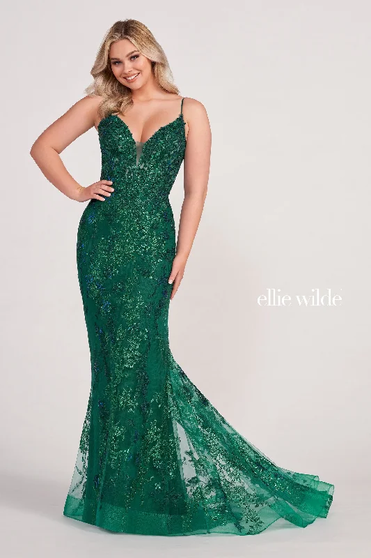 Evening Dress with Lace and Satin Skirt-Ellie Wilde: EW34061