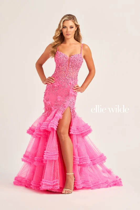 Evening Dress with Silk Bodice and Lace Skirt-Ellie Wilde: EW35050