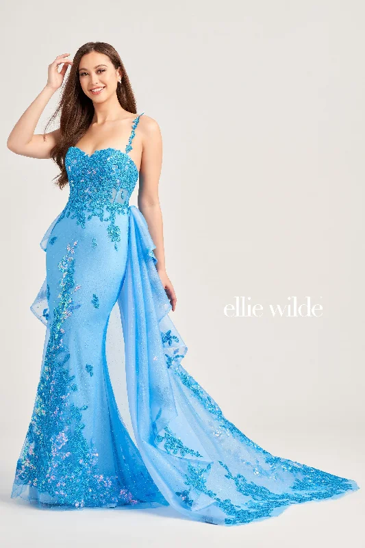 Evening Dress with Satin Bodice and Silk Bodice-Ellie Wilde: EW35207