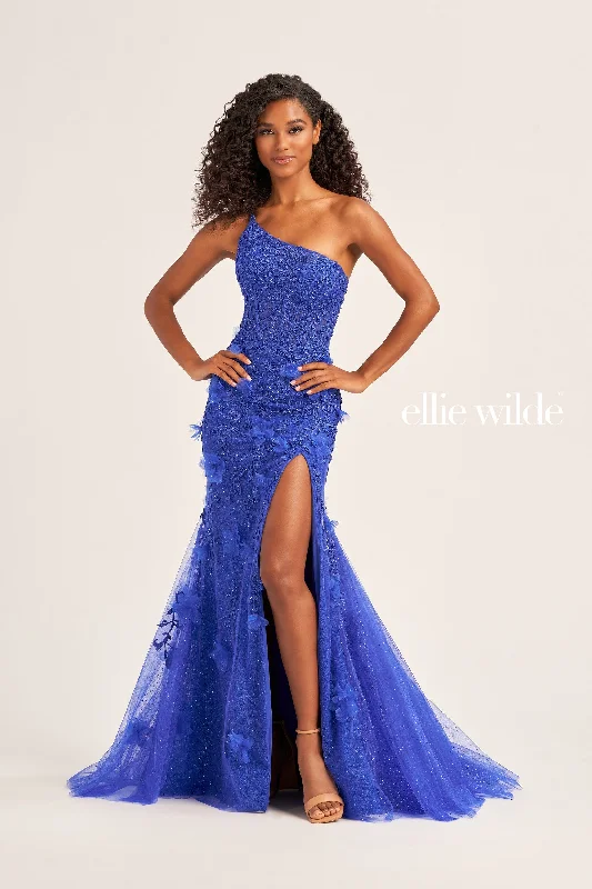 Evening Dress with Full Skirt and Beaded Bodice-Ellie Wilde: EW35049