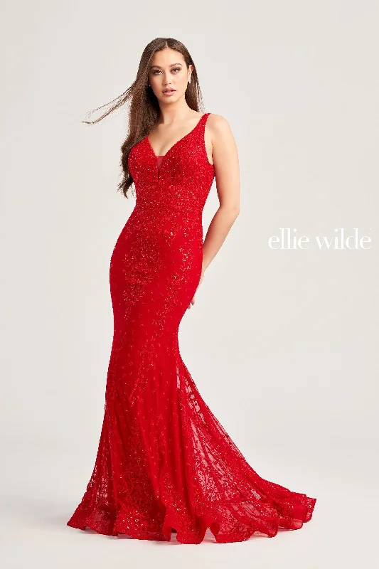 Evening Dress with Sheer Skirt-Ellie Wilde: EW35072