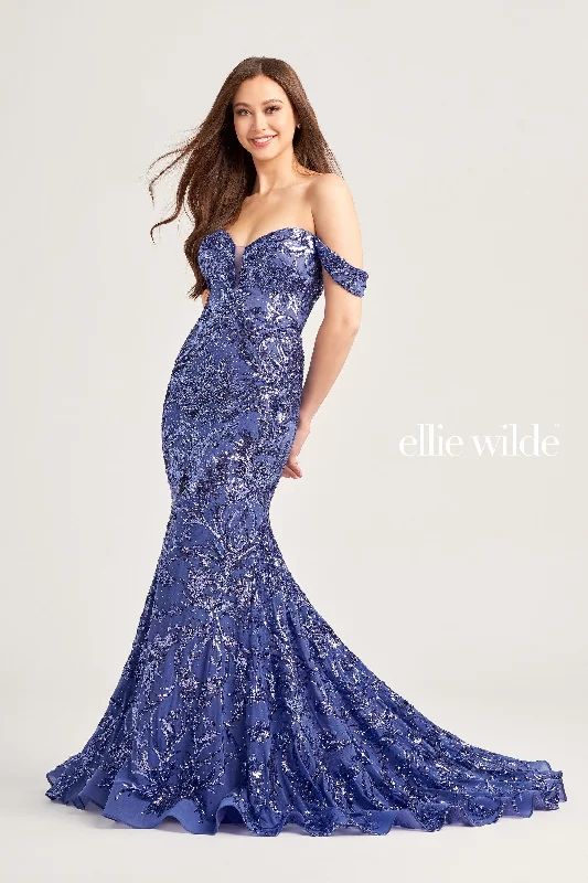 Evening Dress with Chiffon Overlay-Ellie Wilde: EW35094