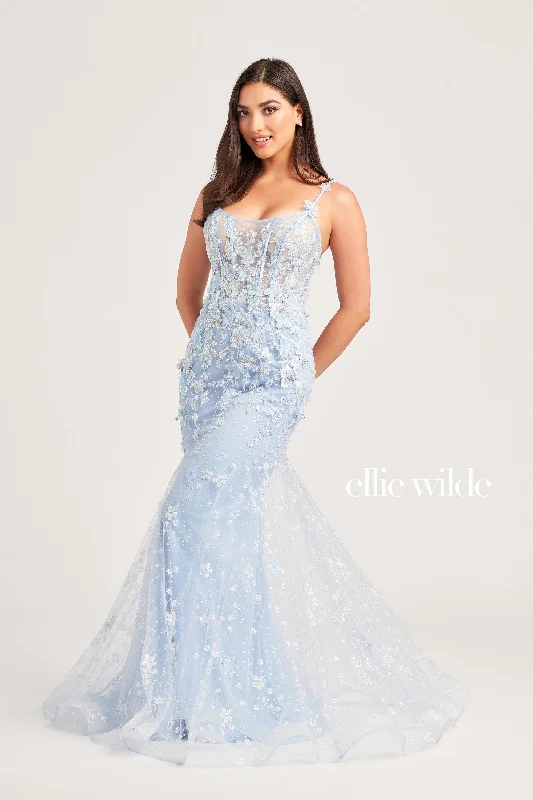 Evening Dress with Silk Bodice and Sequin Skirt-Ellie Wilde: EW35241