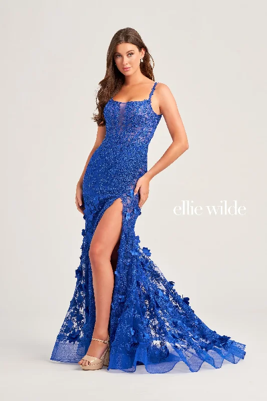 Evening Dress with Satin Bodice and Sequin Skirt-Ellie Wilde: EW35053