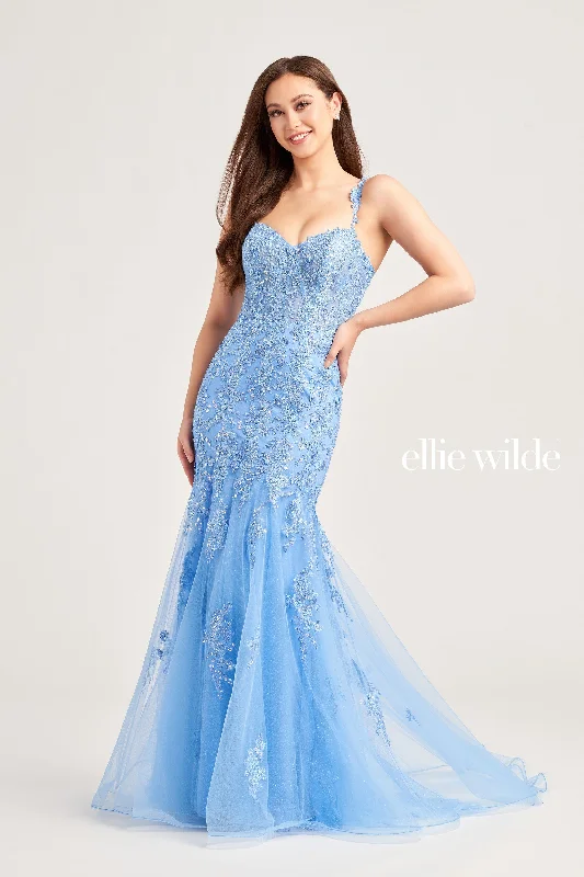 Evening Dress with Crystal and Lace Skirt-Ellie Wilde: EW35238