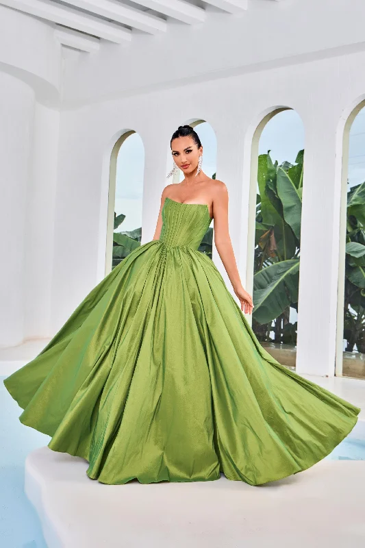 Evening Dress with Crystal Bodice and Satin-Jadore: J24033