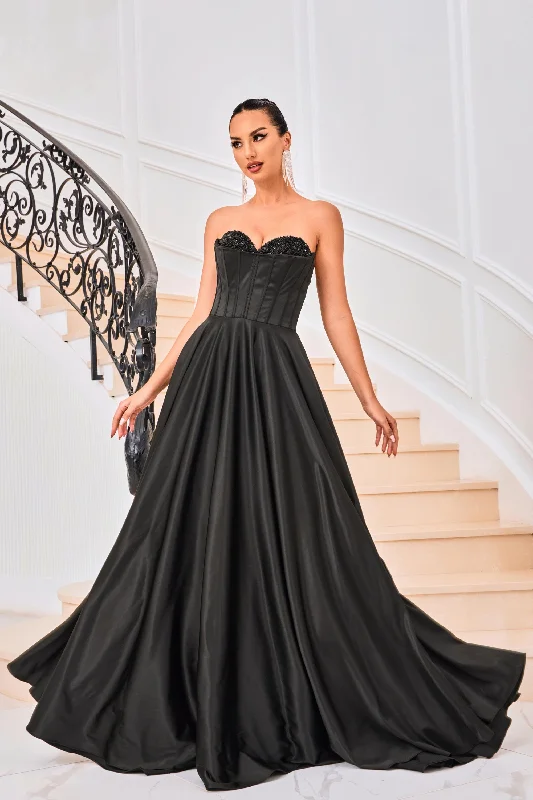 Evening Dress with Satin Layers-Jadore: J24006