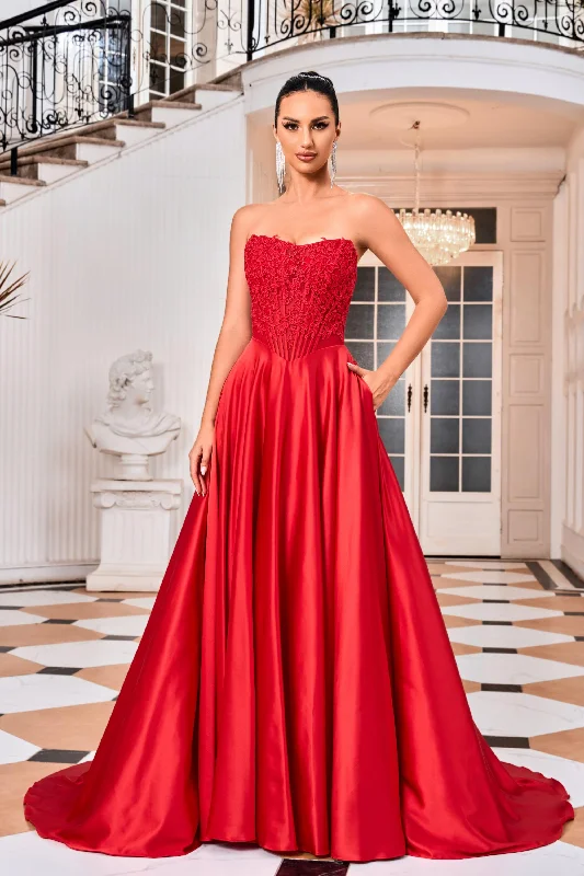 Evening Dress with Flowing Sleeves-Jadore: J24015