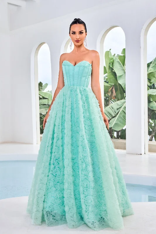 Evening Dress with Satin Bodice and Beads and Lace-Jadore: J24045