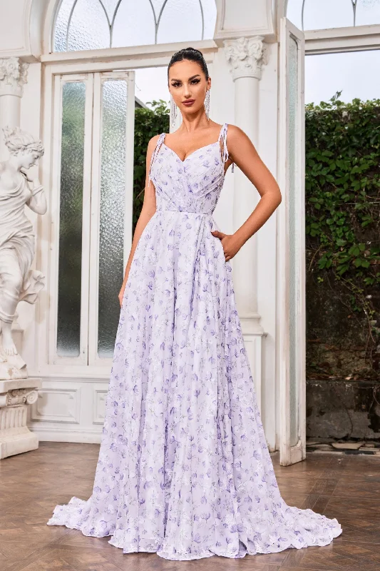 Evening Dress with Satin Bodice and Sequin-Jadore: J24018