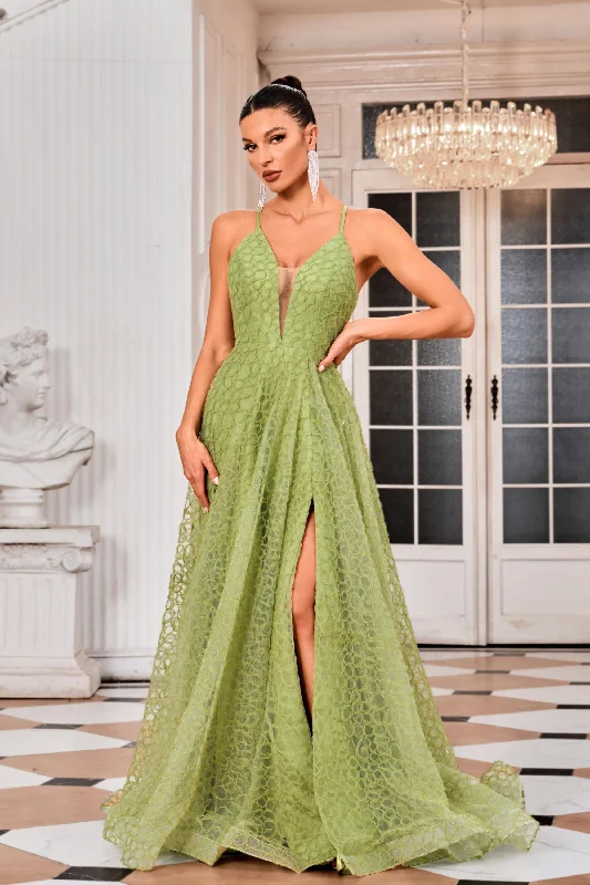 Evening Dress with Feathered Skirt-Jadore: J24038