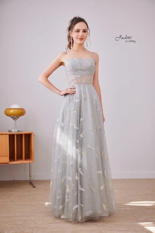 Evening Dress with Silk Bodice and Sequin Skirt-Jadore: J21036