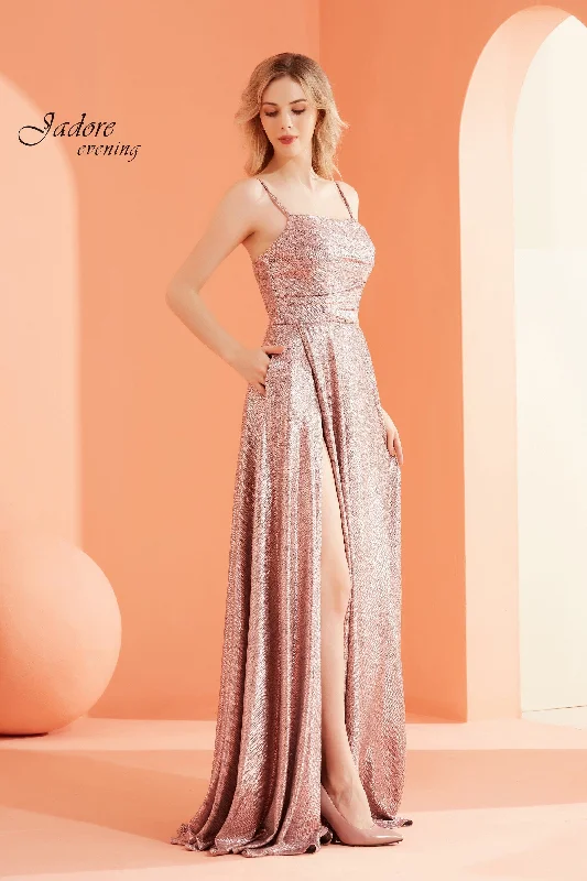 Evening Dress with Satin and Lace Bodice-Jadore: J22031