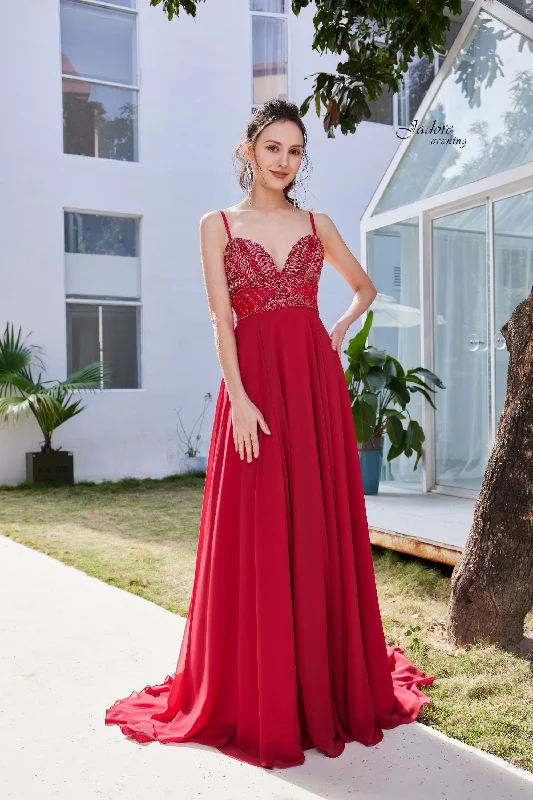 Evening Dress with Beaded Straps-Jadore: J21013