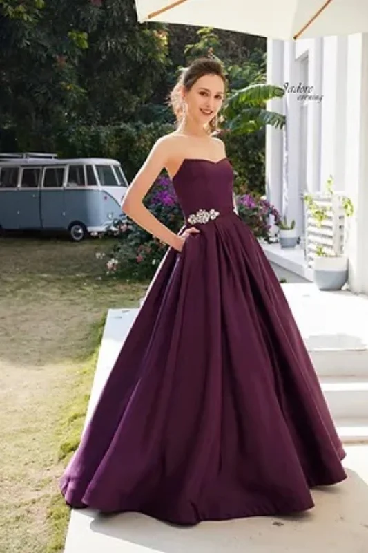 Evening Dress with Feathered Skirt and Lace Bodice-Jadore: J21018