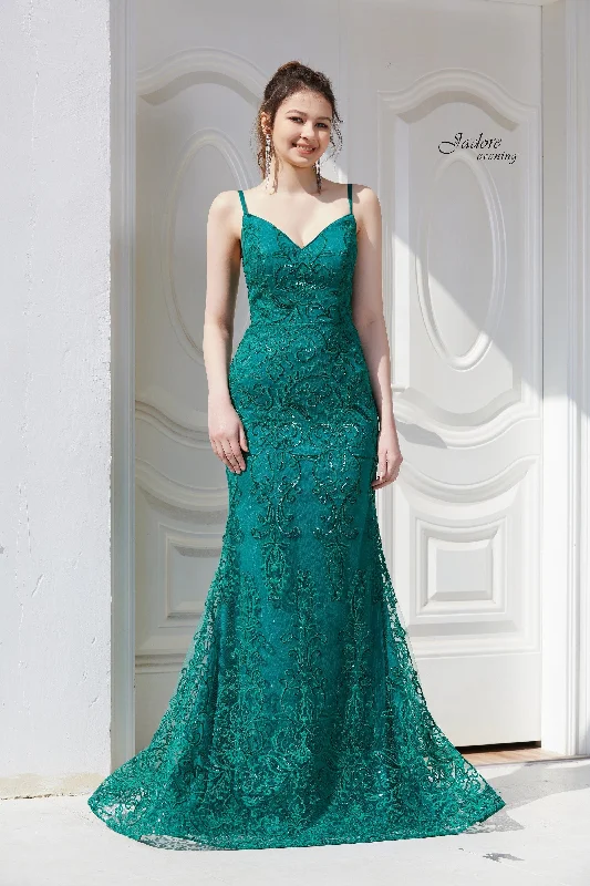 Evening Dress with Crystal Detail and Tulle-Jadore: J21026