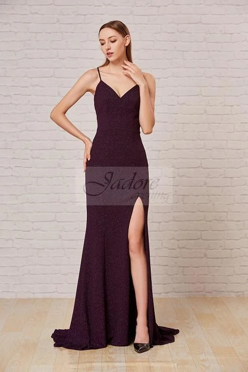 Evening Dress with Satin Bodice and Crystal Embellishments-Jadore: J18033 (Clearance)