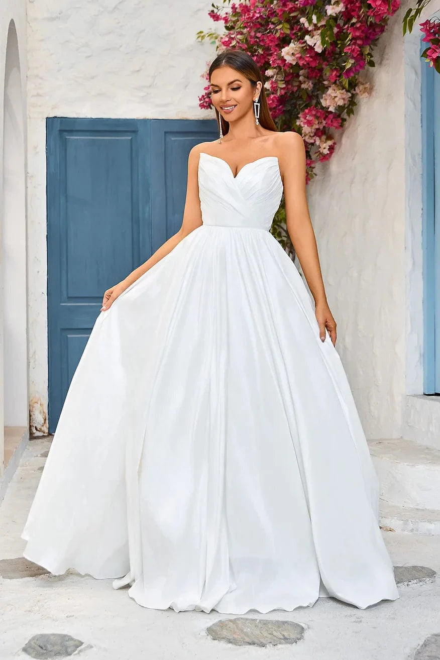 Evening Dress with Satin Skirt and Lace Bodice-Jadore: J25014