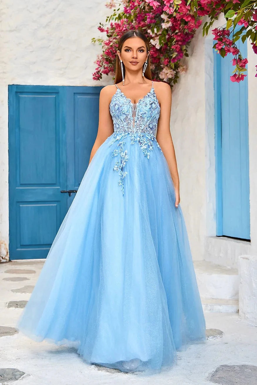 Evening Dress with Satin and Lace Bodice-Jadore: J25018