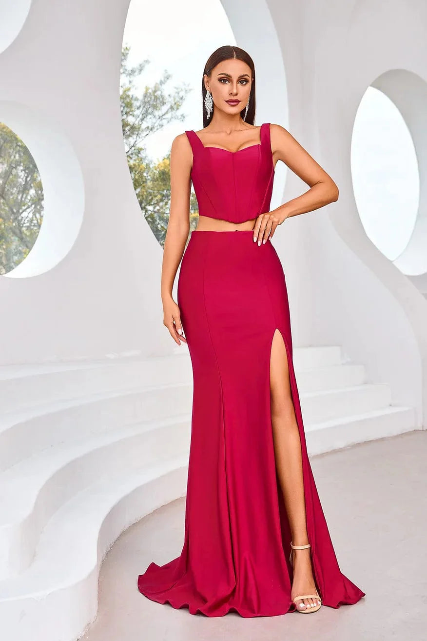 Evening Dress with Satin Bodice and Beads-Jadore: J25026